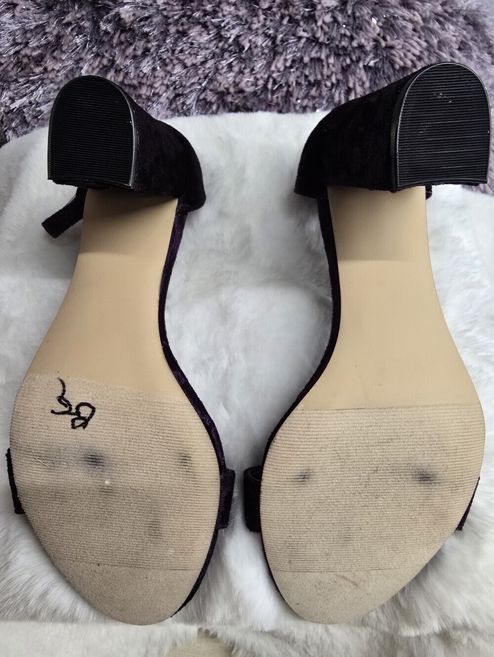 Madden Girl "Beella" Deep Purple Velvet Ankle-Strap Block Heels - Picture 7 of 7
